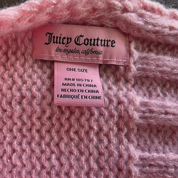 Juicy Couture 3PC Winter Gift Set Scarf, Hat And Gloves With Embellished Logo - Picture 6 of 7